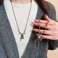 Old Money Alloy Flocked Teddy Bear Pendant Sweater Necklace For Autumn Winter Layering view 1