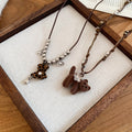 Old Money Alloy Flocked Teddy Bear Pendant Sweater Necklace For Autumn Winter Layering view 4