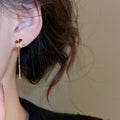 Gold Plated Copper Flower Threader Earrings With Silver Pins, Zircon Enamel Vintage Light Luxury Style view 3