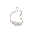 Old Money Style Stainless Steel Artificial Crystal Beaded Flower Collarbone Necklace for Women view 5