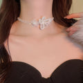 Old Money Style Stainless Steel Artificial Crystal Beaded Flower Collarbone Necklace for Women view 3