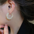 Light Luxury Copper Irregular Rhinestone Round Geometric Earrings For Women view 3