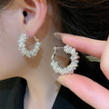 Light Luxury Copper Irregular Rhinestone Round Geometric Earrings For Women view 1