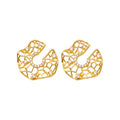 French Vintage Copper Zircon Hollow Wrinkled Round Stud Earrings For Women view 5