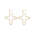 Copper Geometric Cross Star Stud Earrings With Silver Posts, Minimalist Fashion Jewelry For Women view 5