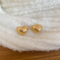 18K Gold Plated Copper Heart Stud Earrings With Silver Posts Elegant Light Luxury Style view 4