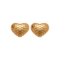 18K Gold Plated Copper Heart Stud Earrings With Silver Posts Elegant Light Luxury Style view 5