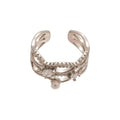 18K Gold Plated Zircon Pearl Open Ring For Women view 5