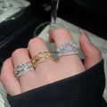 18K Gold Plated Zircon Pearl Open Ring For Women view 1