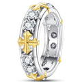 Two Tone Street Style Zircon Ring For Women, European American Wax Set Personality Jewelry view 1