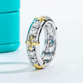 Two Tone Street Style Zircon Ring For Women, European American Wax Set Personality Jewelry view 3
