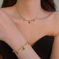 Gold Plated Copper Zircon Teardrop Lace Necklace Bracelet Jewelry Set For Women view 3