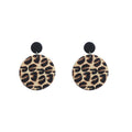 Leopard Print Large Round Disc Statement Stud Earrings view 5
