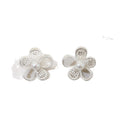 Silver Needle Hollow Flower Faux Pearl Stud Earrings Minimalist Elegant Fashion Ear Jewelry view 5