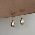 French Style Teardrop Faux Pearl Drop Earrings With Silver Pins For Elegant Office Wear view 1