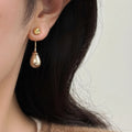 French Style Teardrop Faux Pearl Drop Earrings With Silver Pins For Elegant Office Wear view 2