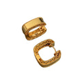 French Vintage Copper Zircon Square Ear Cuff Earrings For Women Light Luxury Geometric Jewelry view 5