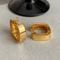 French Vintage Copper Zircon Square Ear Cuff Earrings For Women Light Luxury Geometric Jewelry view 3