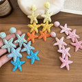 Raffia Star Tassel Drop Earrings With Iron Alloy Posts, Vacation Dopamine Style view 4