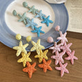 Raffia Star Tassel Drop Earrings With Iron Alloy Posts, Vacation Dopamine Style view 2