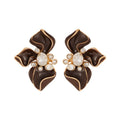 Vintage Alloy Enamel Flower Drop Earrings With Rhinestone Inlay And Silver Pin For Women view 5