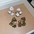 Vintage Alloy Enamel Flower Drop Earrings With Rhinestone Inlay And Silver Pin For Women view 4
