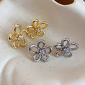 Copper Zircon Flower Drop Earrings With Silver Pins, Light Luxury Fashion OL Jewelry For Women view 1
