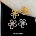 Copper Zircon Flower Drop Earrings With Silver Pins, Light Luxury Fashion OL Jewelry For Women view 3