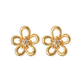 Copper Zircon Flower Drop Earrings With Silver Pins, Light Luxury Fashion OL Jewelry For Women view 5