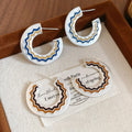 Vintage Copper Round Enamel Geometric Drop Earrings With Silver Pins For Women view 2