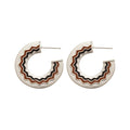 Vintage Copper Round Enamel Geometric Drop Earrings With Silver Pins For Women view 5