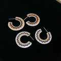 Vintage Copper Round Enamel Geometric Drop Earrings With Silver Pins For Women view 4