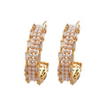 Gold Plated Copper C Shape Zircon Pearl Drop Earrings With Silver Pins, Light Luxury Vintage Style view 5