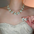 Vintage Style Alloy Rhinestone Diamond Heart Jewelry Set With Bracelet Necklace Earrings view 2