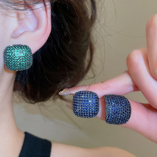Vintage Copper Teardrop Zircon Colorful Gemstone Stud Earrings For Women