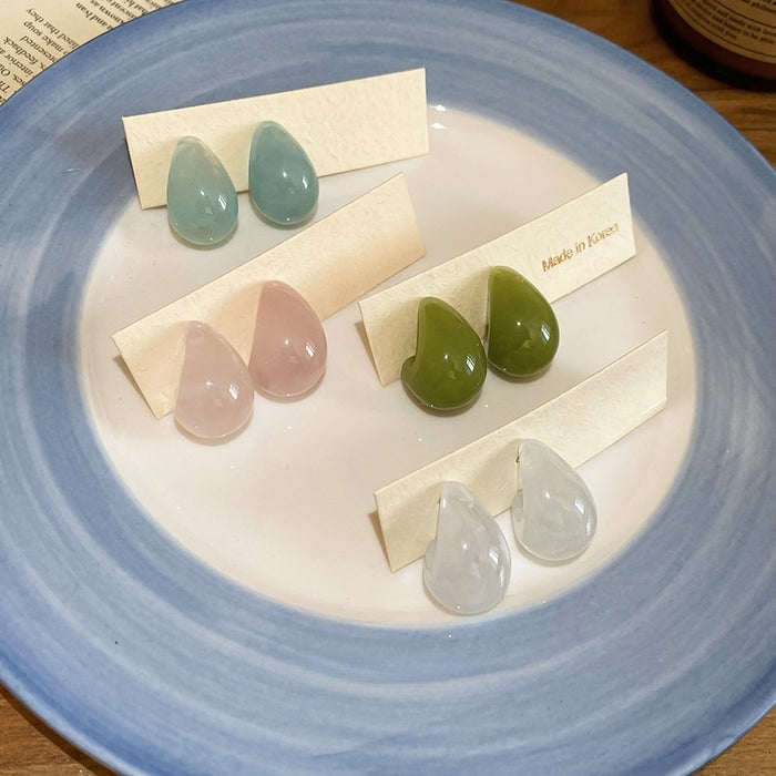 Minimalist Resin Teardrop Stud Earrings With Silver Needle, Versatile Everyday Commuter Jewelry For Women