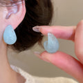 Minimalist Resin Teardrop Stud Earrings With Silver Needle, Versatile Everyday Commuter Jewelry For Women view 4
