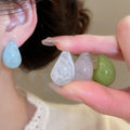 Minimalist Resin Teardrop Stud Earrings With Silver Needle, Versatile Everyday Commuter Jewelry For Women view 2