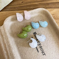Minimalist Resin Teardrop Stud Earrings With Silver Needle, Versatile Everyday Commuter Jewelry For Women view 3