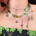 Light Luxury Alloy Multi Layer Glass Rhinestone Butterfly Tassel Collarbone Necklace view 3