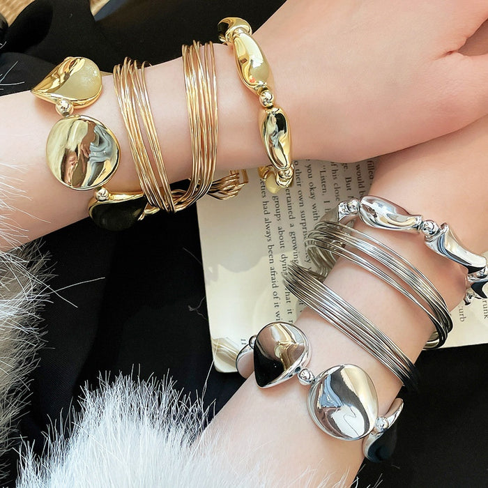 European American Style Twisted Smooth Alloy Open Bangle For Women Fashion Jewelry