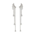 Copper Rhinestone Waterdrop Tassel Drop Earrings, Elegant Minimalist Geometric Stud Style view 5
