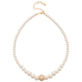 French Vintage Zircon Faux Pearl Geometric Round Old Money Collarbone Necklace view 5