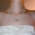 French Vintage Zircon Faux Pearl Geometric Round Old Money Collarbone Necklace view 3