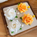 Sweet Floral Fabric Stud Earrings With Steel Pins, Elegant Spring Flower Design For Women view 2