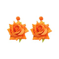 Sweet Floral Fabric Stud Earrings With Steel Pins, Elegant Spring Flower Design For Women view 5