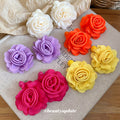 Chiffon Fabric Raffia Flower Stud Earrings With Steel Pins, Light Luxury Beach Vacation Style view 1