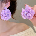 Chiffon Fabric Raffia Flower Stud Earrings With Steel Pins, Light Luxury Beach Vacation Style view 4