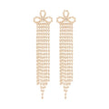 Geometric Copper Rhinestone Long Tassel Drop Earrings With Silver Pins Minimalist Western Style view 5
