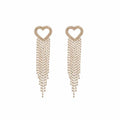 Copper Heart Tassel Drop Earrings With Zircon Inlay, Light Luxury European Style view 5